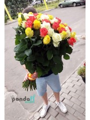 35 троянд мікс 4 кольори 80 см
