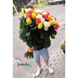 35 троянд мікс 4 кольори 80 см