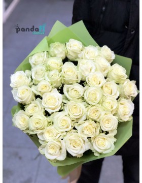 35 white roses 70 cm #2