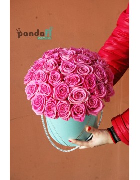 41 pink roses in a box