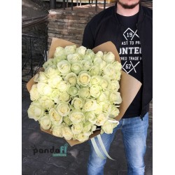 51 біла троянда 70 см