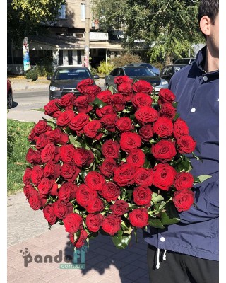 51 червона троянда Гран При 90 см