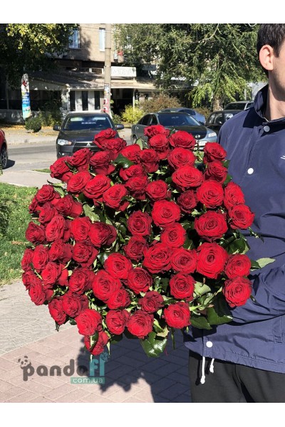 51 червона троянда Гран При 90 см