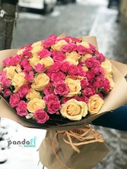 51 троянда мікс звичайна+кущова 80 см
