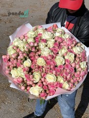 51 троянда мікс звичайна+кущова 70 см