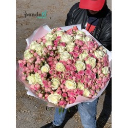 51 троянда мікс звичайна+кущова 70 см