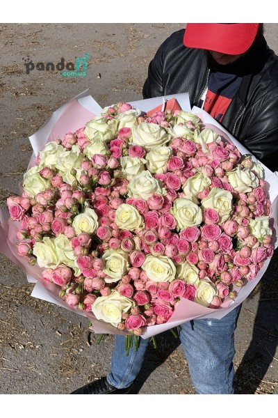 51 троянда мікс звичайна+кущова 70 см