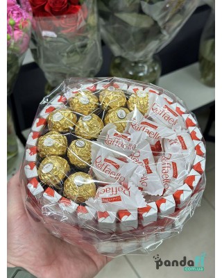 Round set of sweet Raffaello and Ferrero