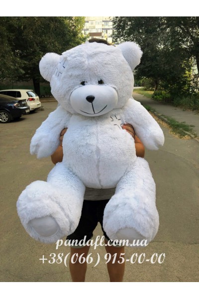 Ведмедик 100 см білий з латкою