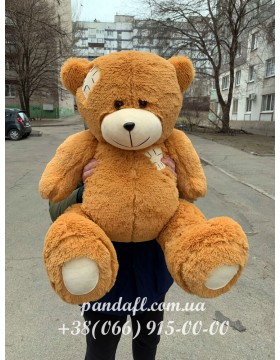 100 cm caramel teddy bear with a patch
