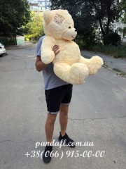 Ведмедик 100 см персиковий з латкою