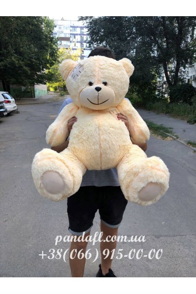 Ведмедик 100 см персиковий з латкою