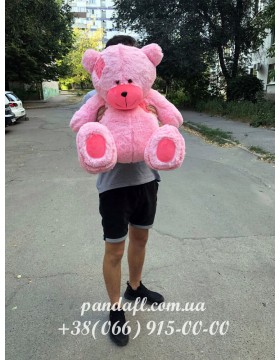 Teddy bear, 100 cm, pink, with a patch