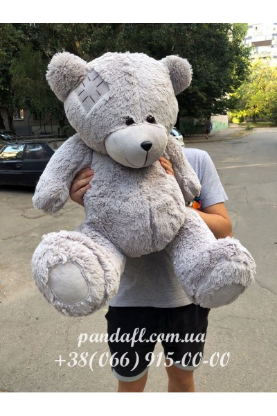Ведмедик 100 см сірий з латкою