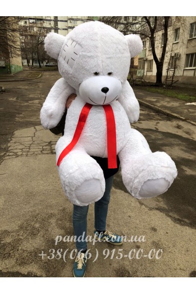Ведмедик 160 см білий з латкою