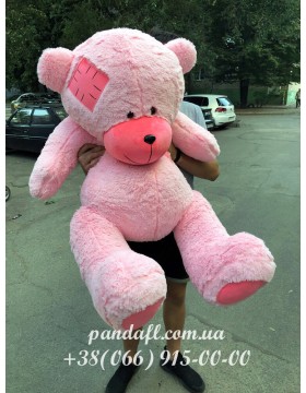 Мишка 160 см розовый с латкой