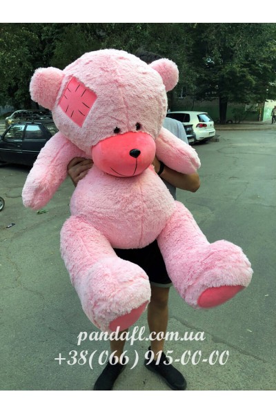 Мишка 160 см розовый с латкой
