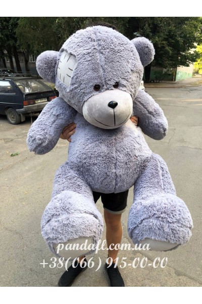 Мишка 160 см серый с латкой