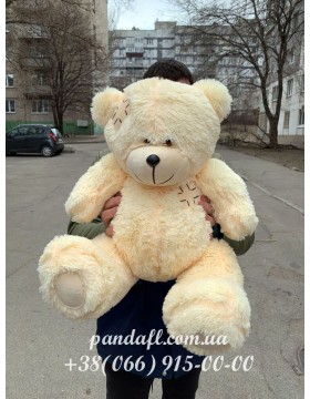 Teddy bear 70 cm peach with a patch