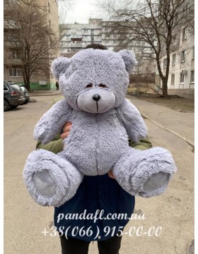 Teddy bear, 70 cm, gray, with a patch