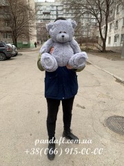Ведмедик 70 см сірий з латкою