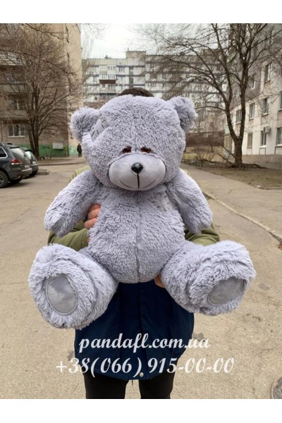 Ведмедик 70 см сірий з латкою